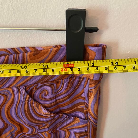 Zara Purple Orange Swirl 70s Retro Silky Straight Leg Pants Women's size Small - Picture 8 of 11